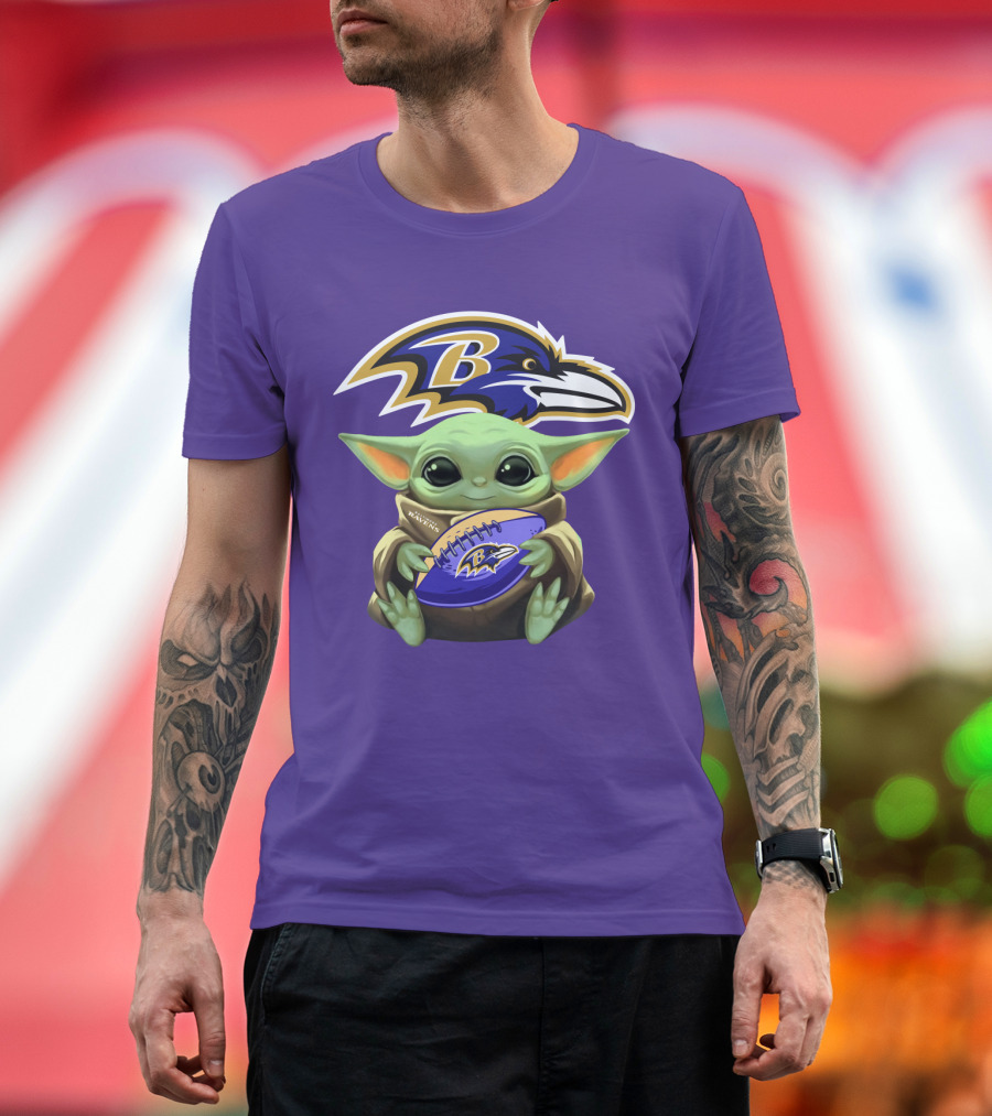 Babyyoda Star Wars Baltimore Ravens Football Crossover T-Shirt