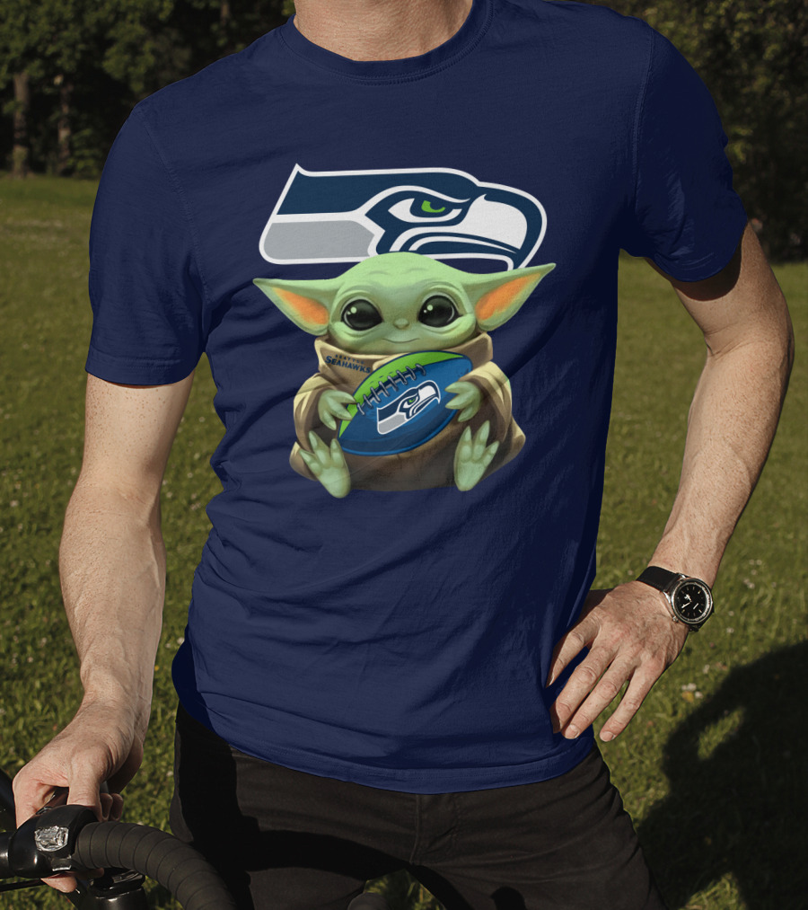 Baby Yoda Seahawks Football Fan T-Shirt
