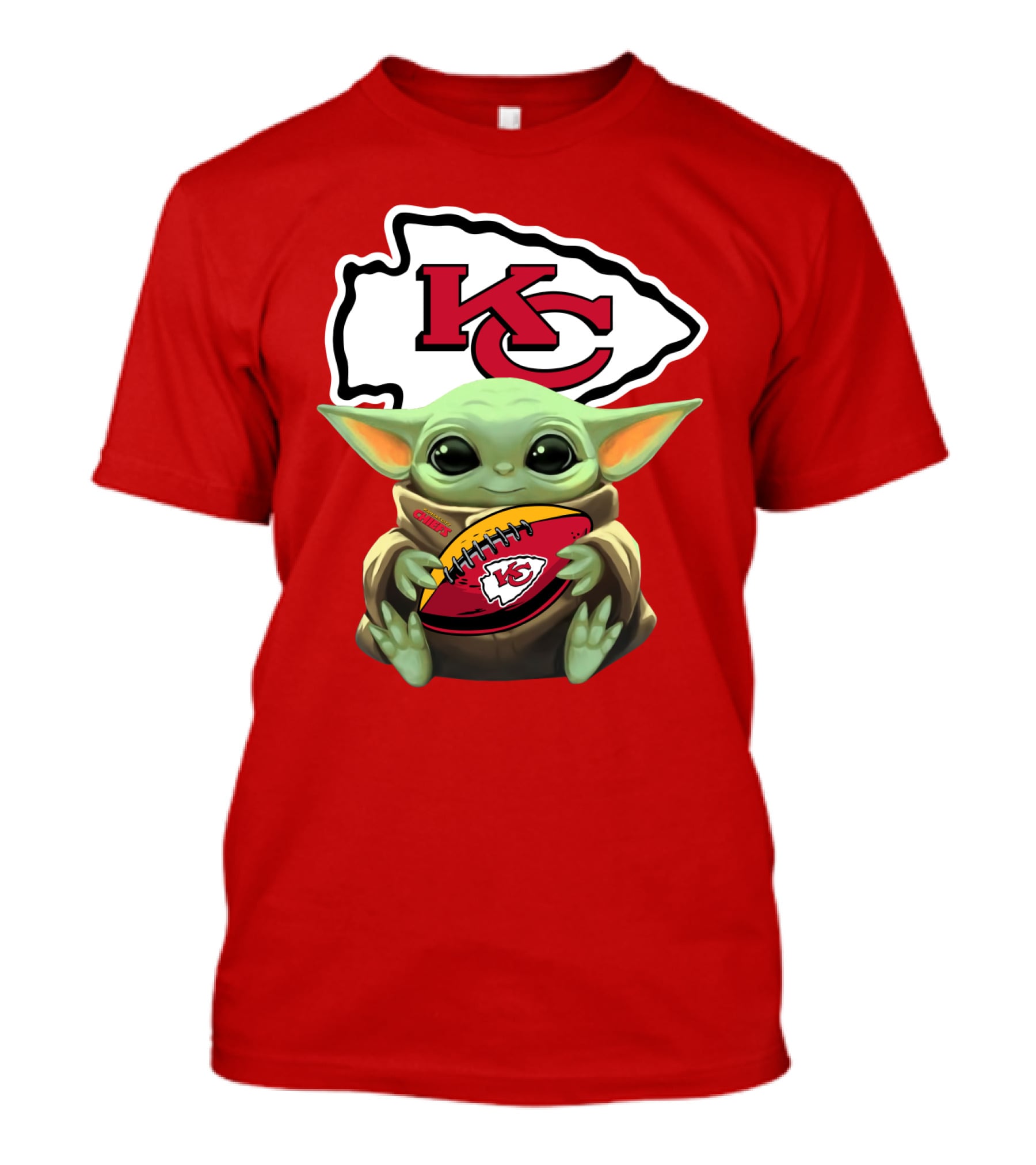 Babyyoda Holding Kansas City Chiefs Football T-Shirt