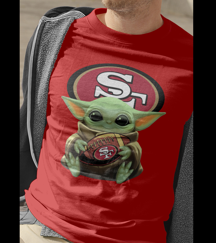 Baby Yoda Football 49ers Star Wars Crossover Fan T-Shirt