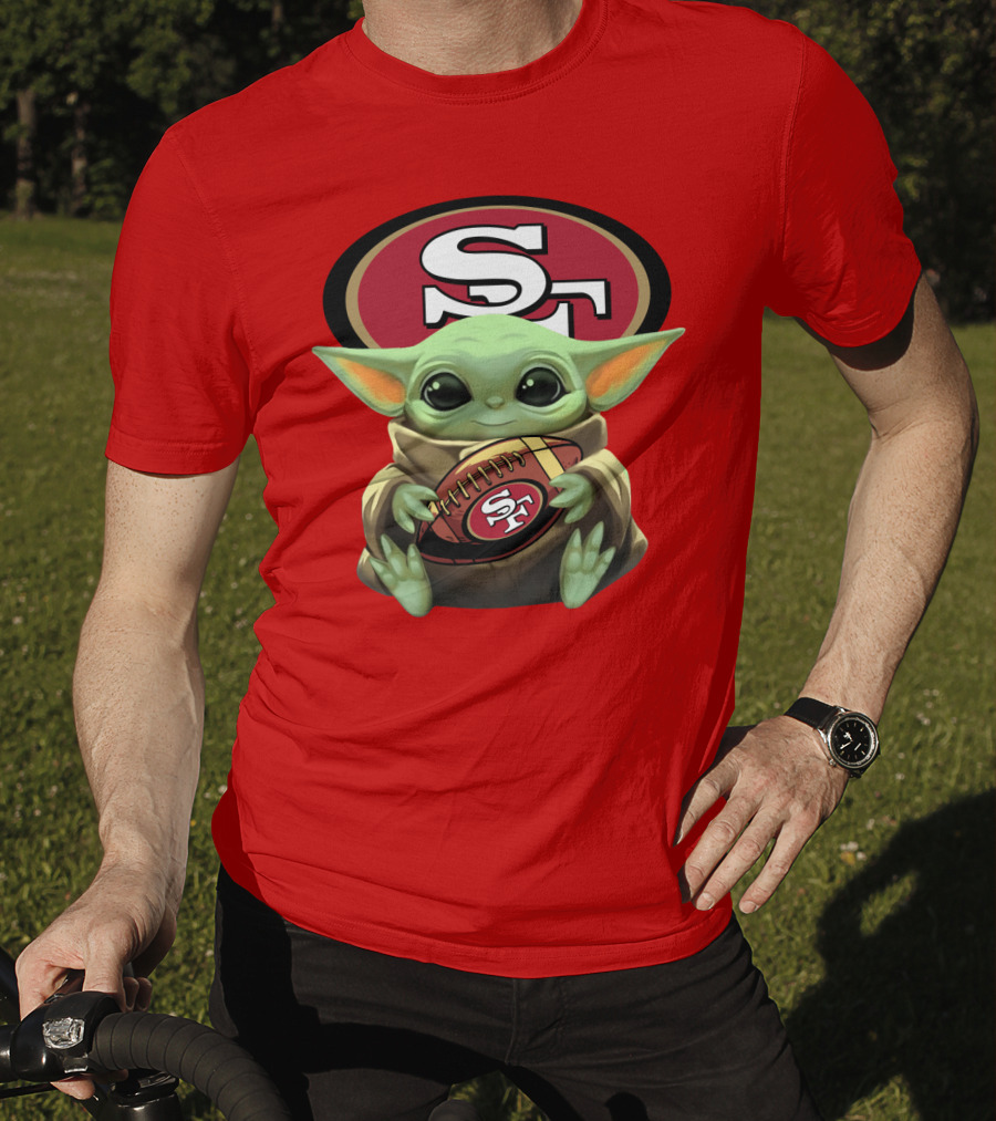Baby Yoda Football 49ers Star Wars Crossover Fan T-Shirt