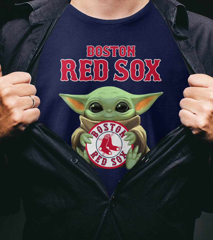 Boston Red Sox Baby Yoda Holding Baseball Team T-Shirt