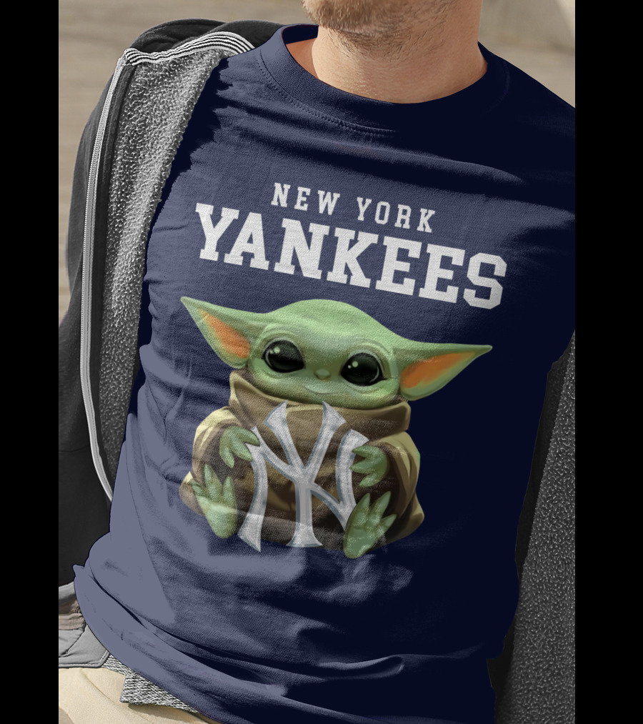 New York Yankees Baby Yoda Holding NY T-Shirt
