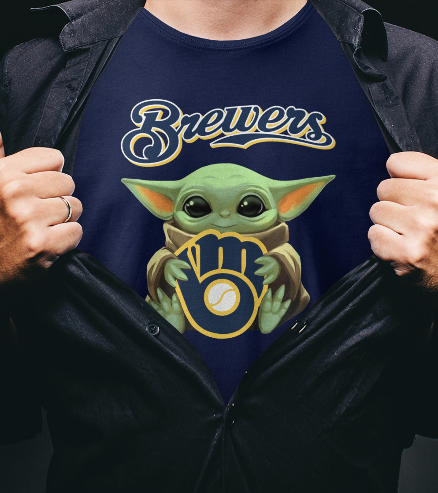 Brewers Baby Yoda Holding Milwaukee T-Shirt