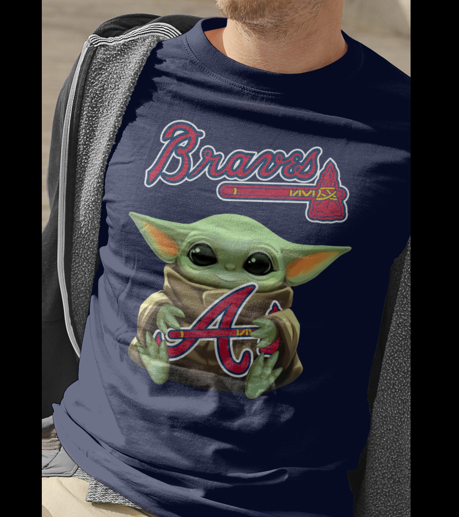 Braves Baby Yoda Holding Baseball Team T-Shirt