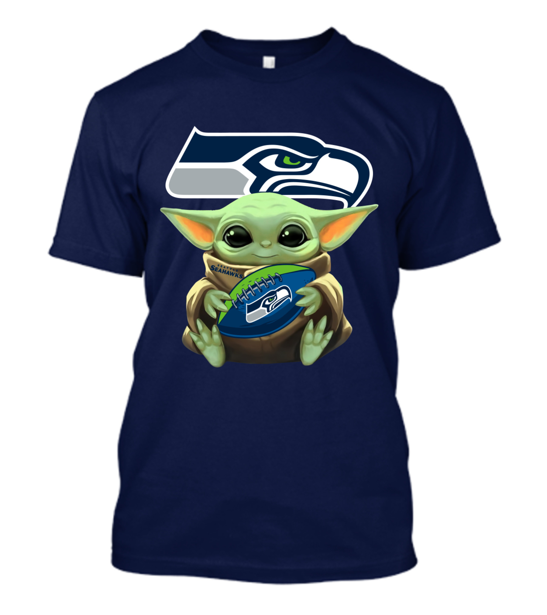 Baby Yoda Holding Seattle Seahawks Football Nfl T-Shirt