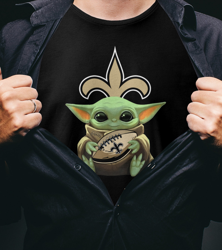 Baby Yoda New Orleans Saints Football Fleur-De-Lis T-Shirt