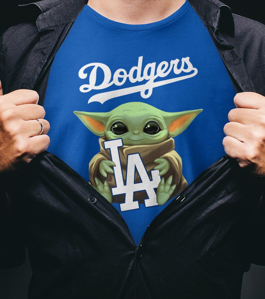 Dodgers Baby Yoda Holding La Team T-Shirt