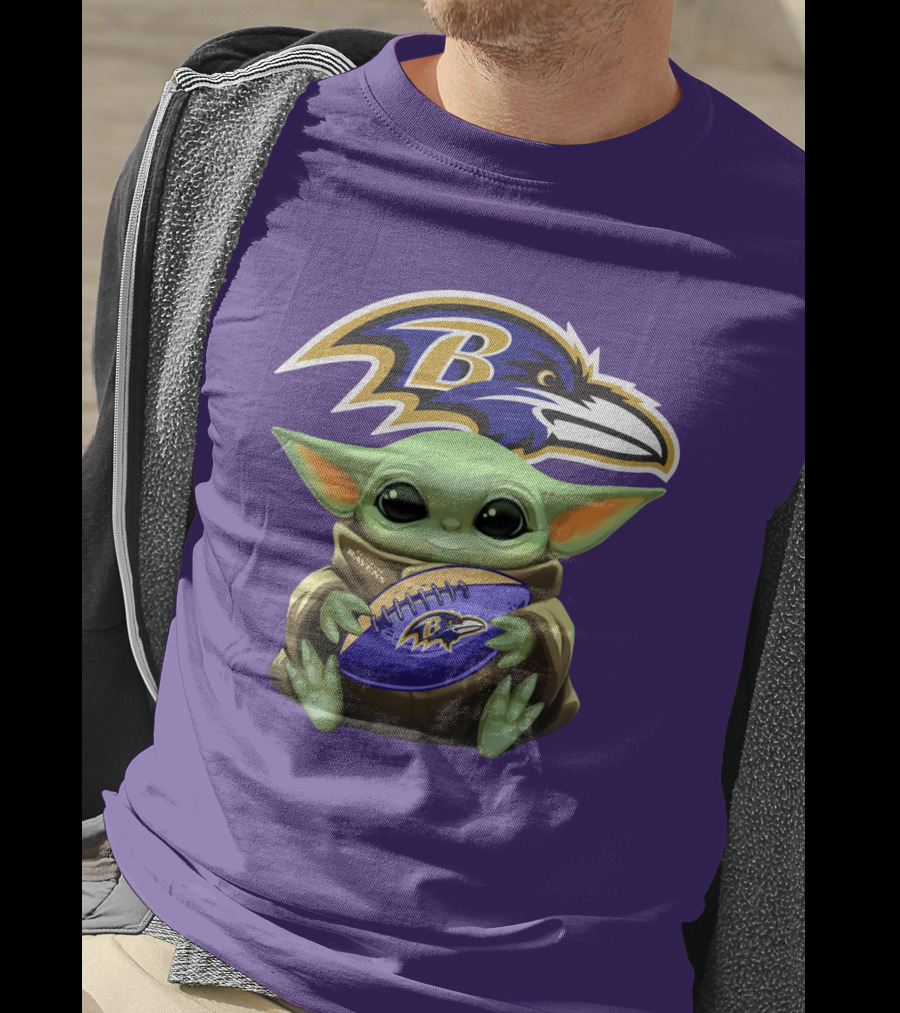 Baltimore Ravens Baby Yoda Football Fan T-Shirt