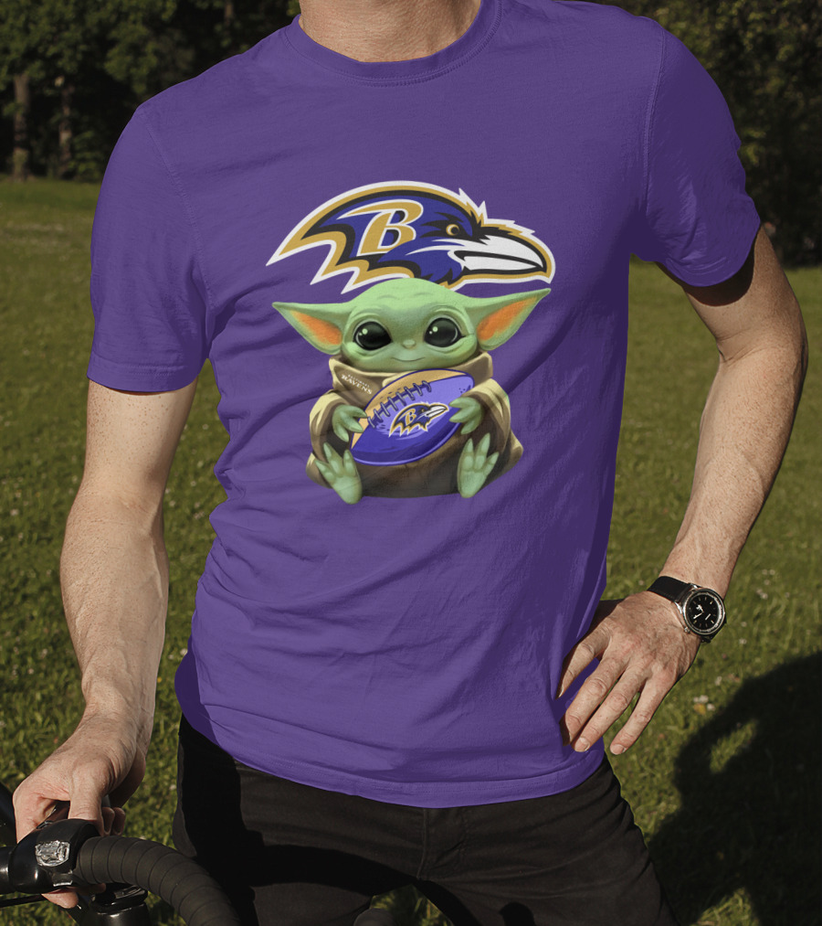 Baltimore Ravens Baby Yoda Football Fan T-Shirt