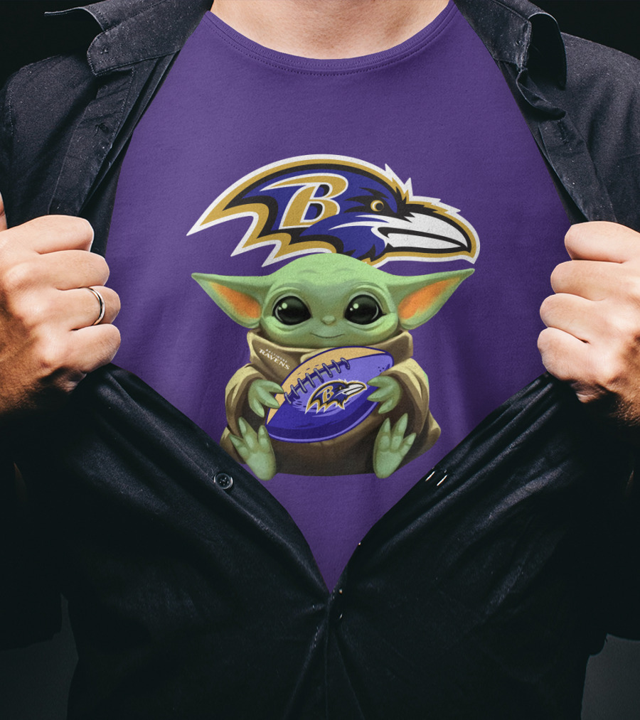 Baltimore Ravens Baby Yoda Football Fan T-Shirt