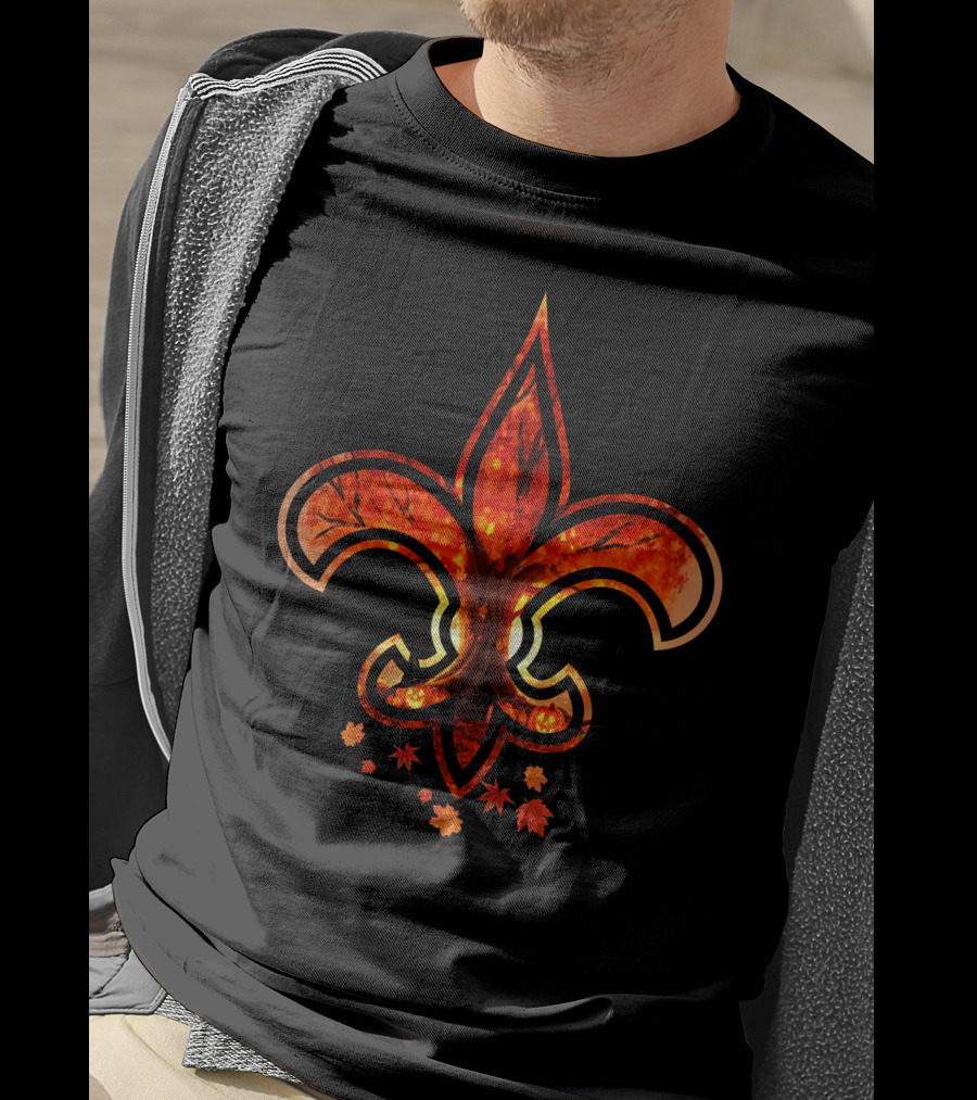 Autumn Leaves And Tree Fleur-De-Lis T-Shirt
