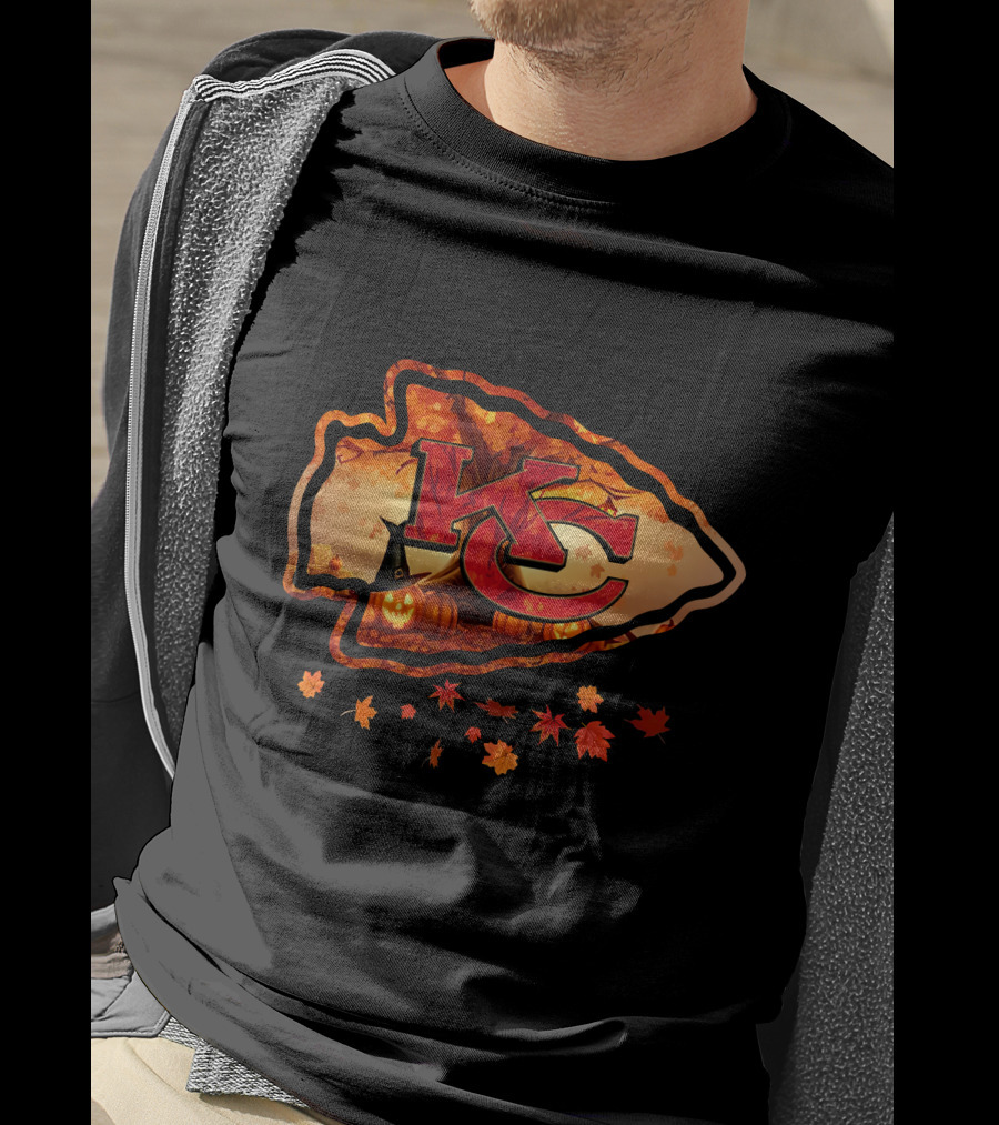 Kc Autumn Pumpkin Witch Hat Leaf Cascade T-Shirt