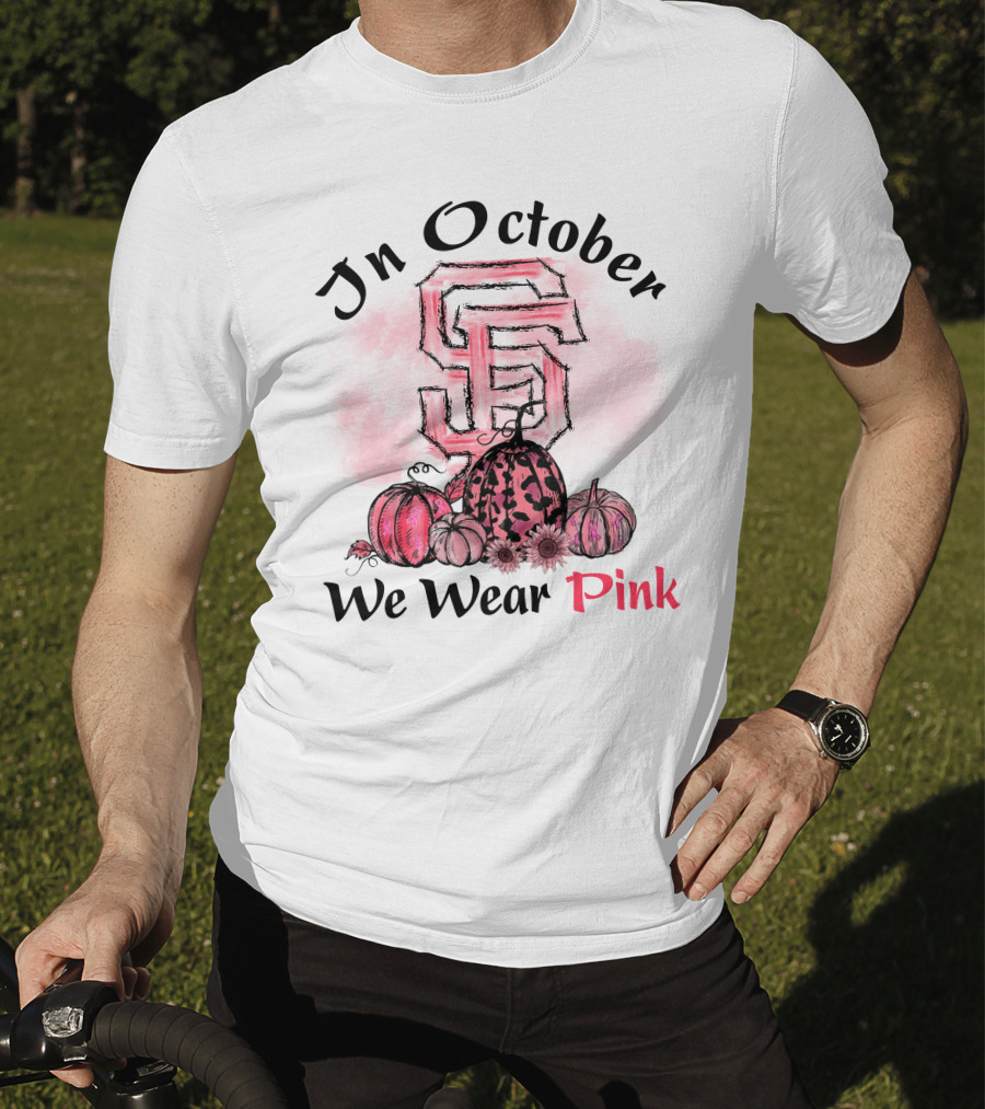 In October We Wear Pink S And F With Pumpkins T-Shirt