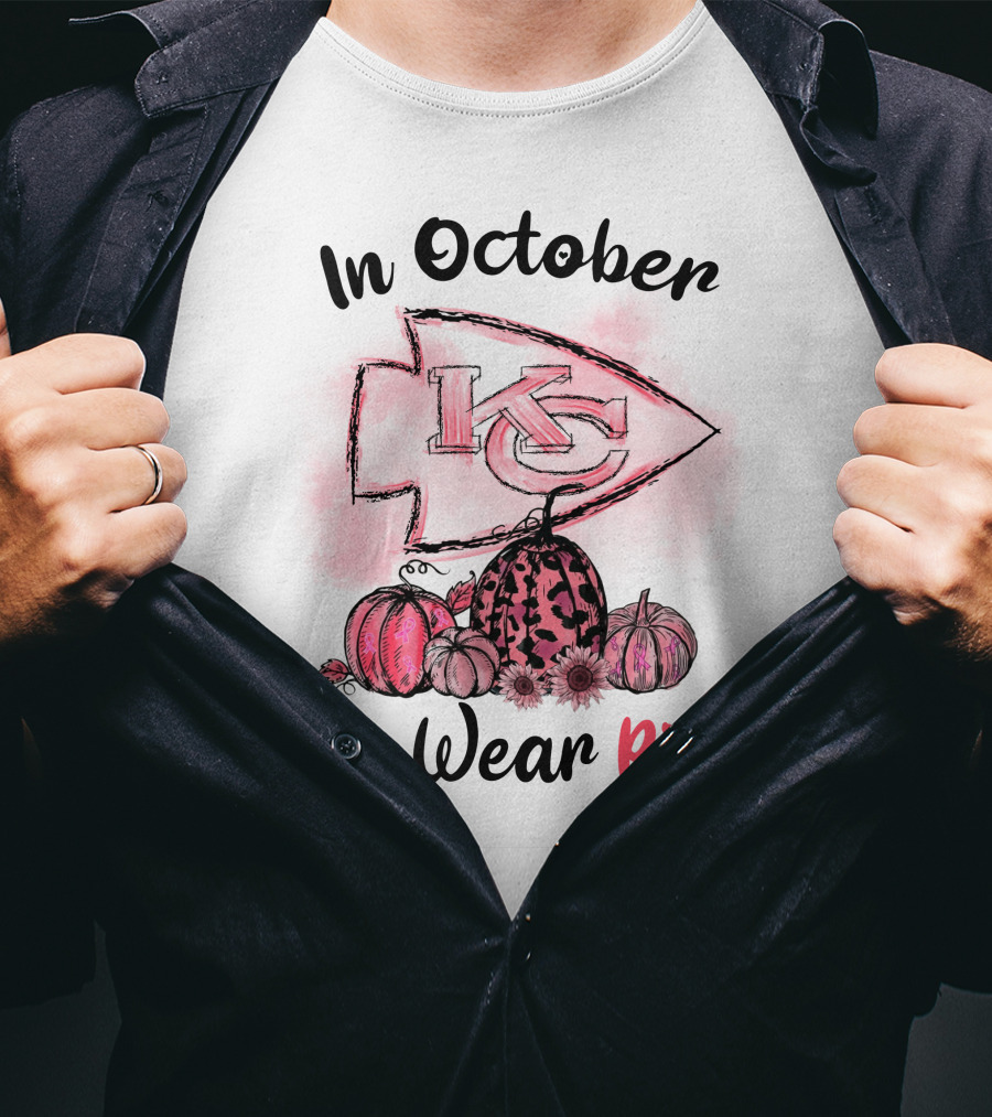 In October We Wear Pink Kc Pumpkin Edition T-Shirt