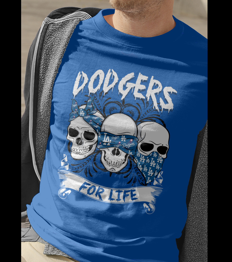 Dodgers For Life La Skulls Bandana T-Shirt