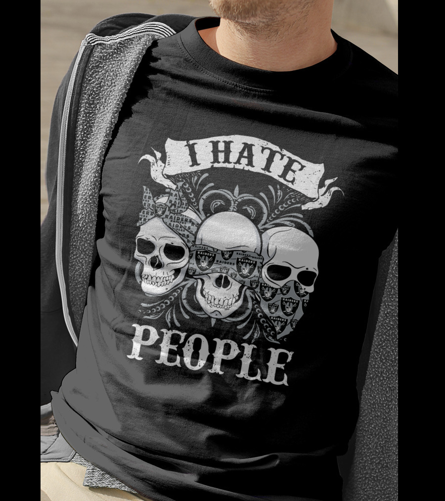 I Hate People Skulls With Bandana And Sunglasses T-Shirt