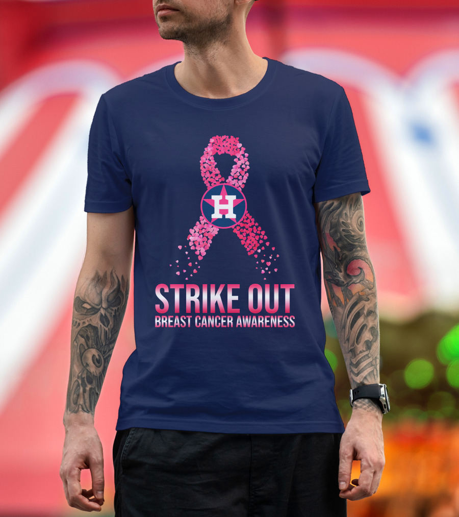 Strike Out Breast Cancer Awareness H Logo Pink Ribbon T-Shirt