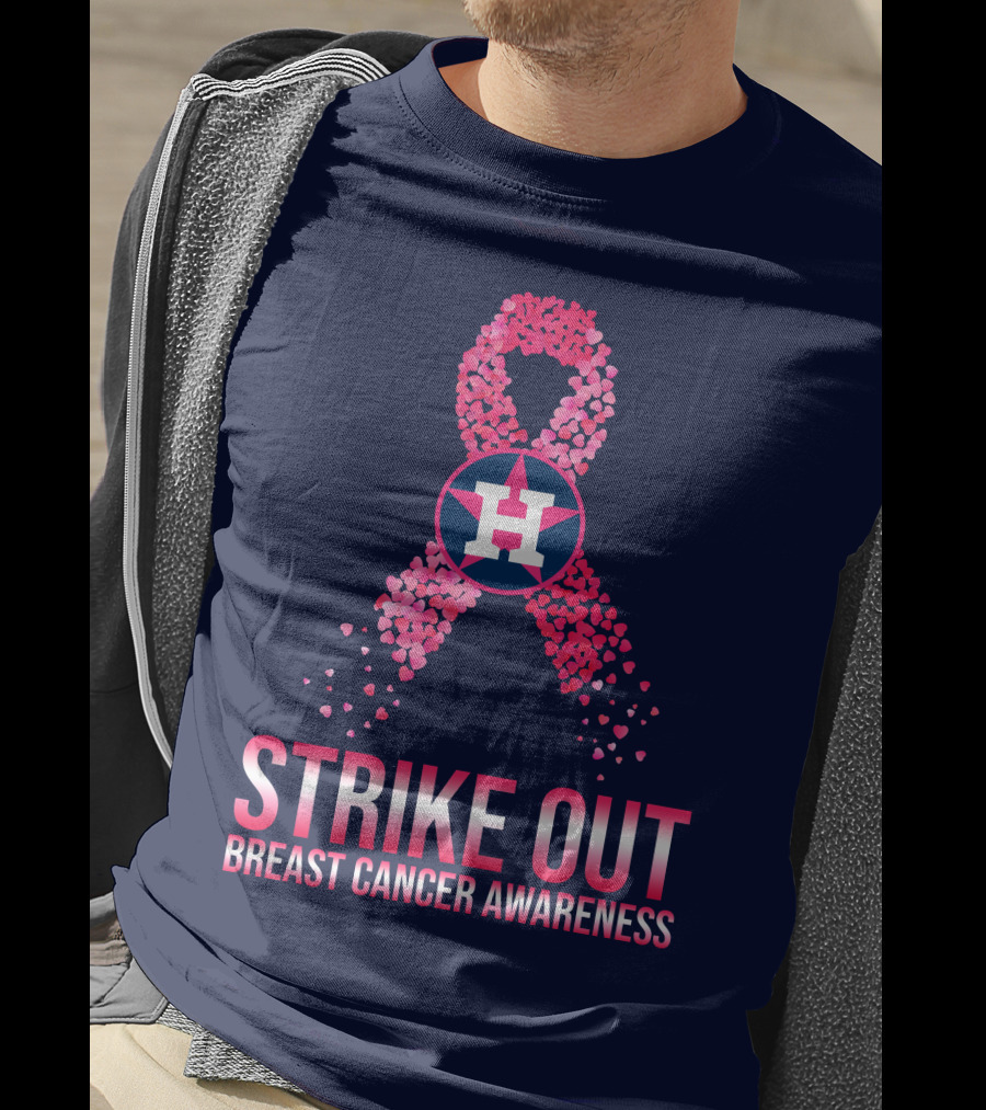 Strike Out Breast Cancer Awareness H Logo Pink Ribbon T-Shirt