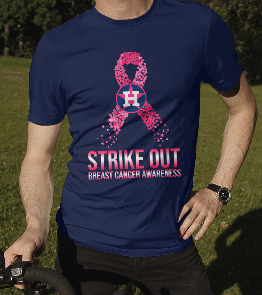 Strike Out Breast Cancer Awareness H Logo Pink Ribbon T-Shirt