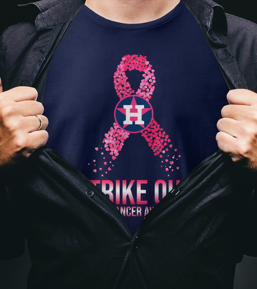Strike Out Breast Cancer Awareness H Logo Pink Ribbon T-Shirt