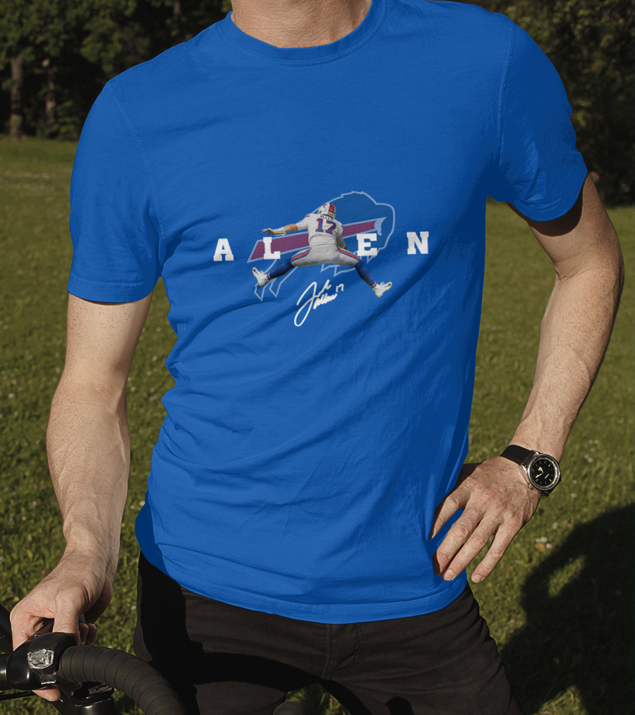 Allen 17 Buffalo Jumping Nfl Signature T-Shirt