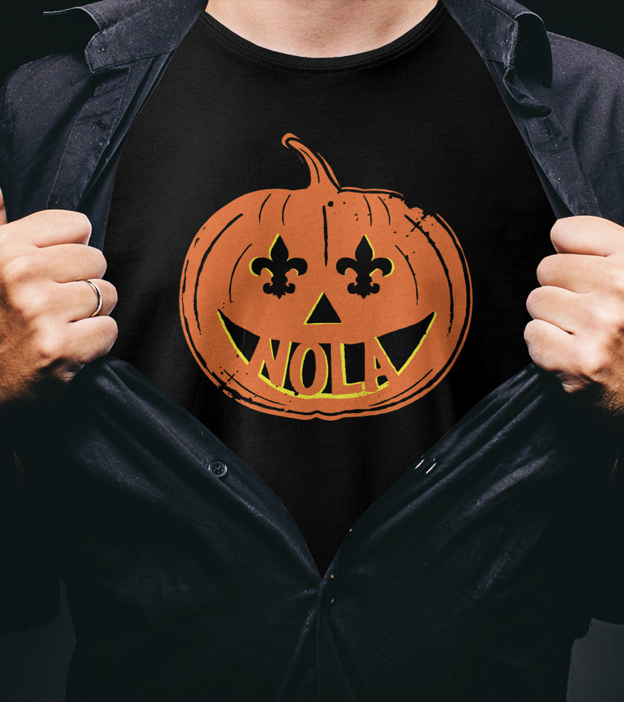 Nola Pumpkin Fleur-De-Lis Halloween T-Shirt