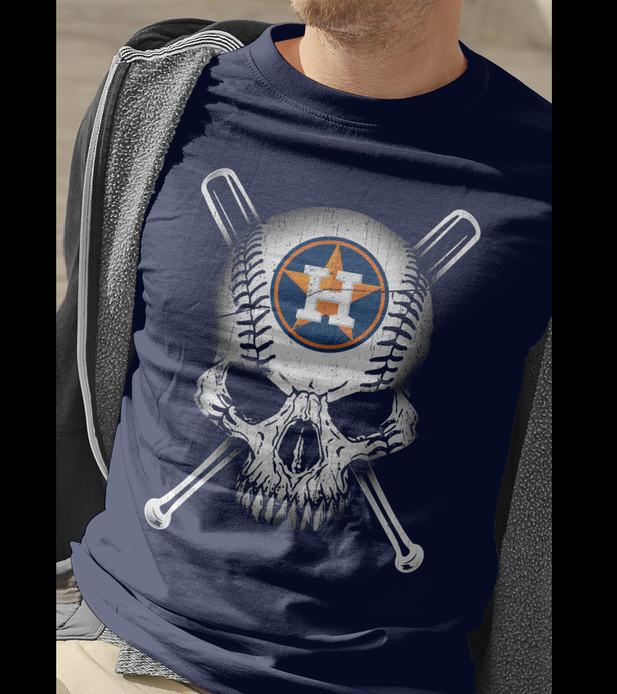 Houston Astros Baseball Skull Crossbones T-Shirt