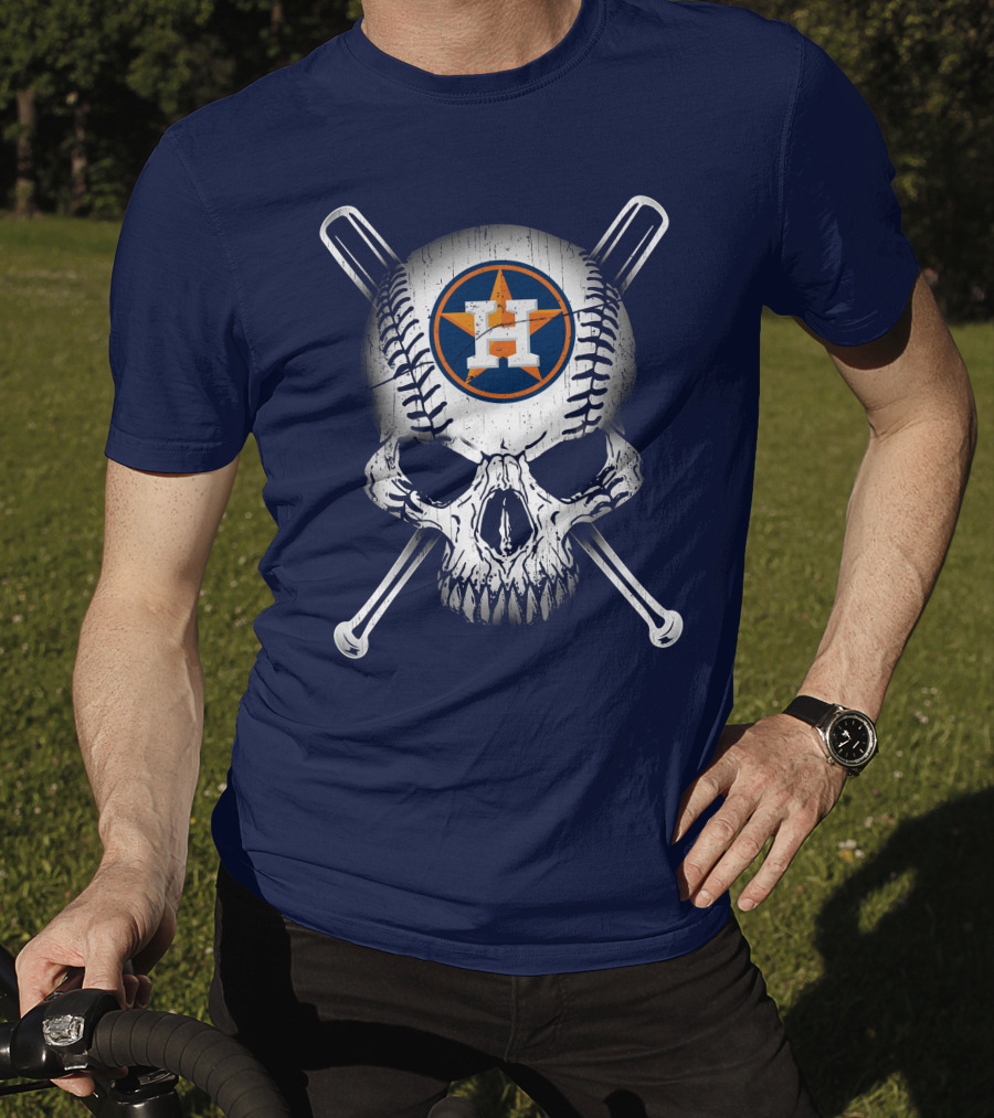 Houston Astros Baseball Skull Crossbones T-Shirt