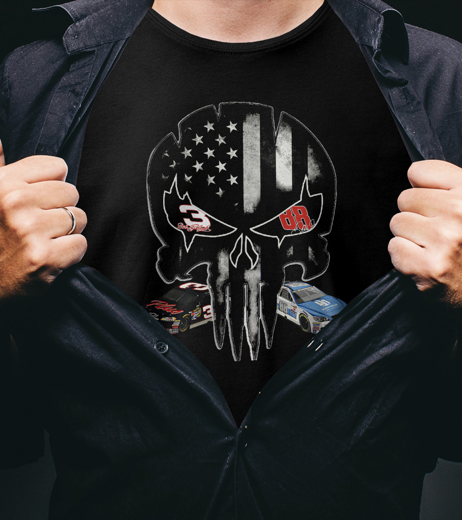 Dale Earnhardt Jr. NASCAR 3 And 88 Skull American Flag Special Edition T-Shirt