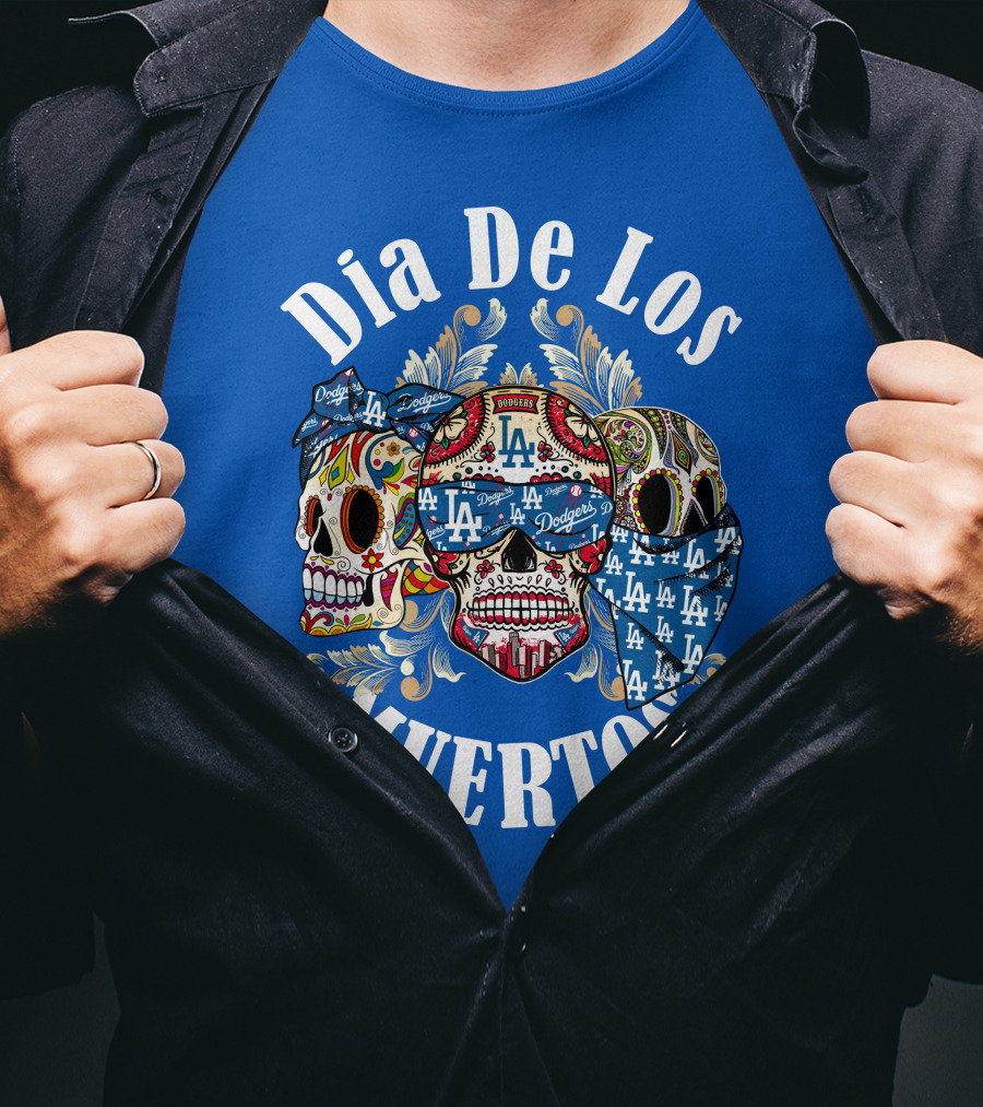 Dia De Los Muertos Dodgers La Skulls T-Shirt