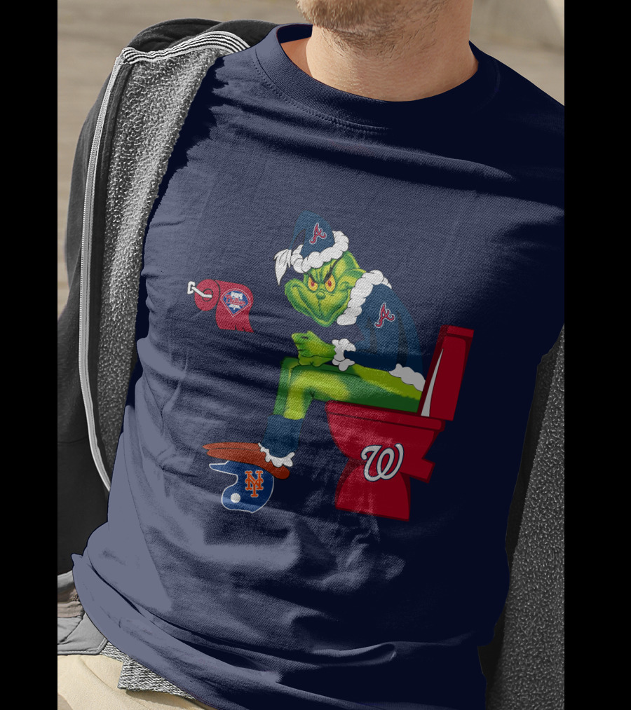 Atlanta Braves Grinch With New York Mets And Washington Nationals Logos T-Shirt