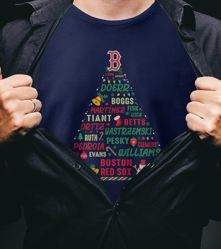 Boston Red Sox Christmas Tree T-Shirt