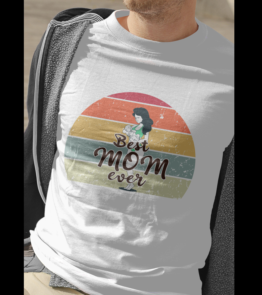 Best Mom Ever Retro Sunset Mom Holding Baby T-Shirt
