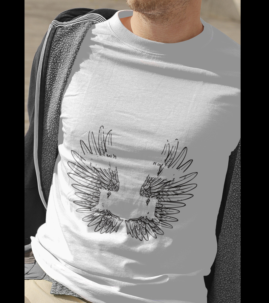 Heaven Is A Beautiful Place Angel Wing Outline T-Shirt