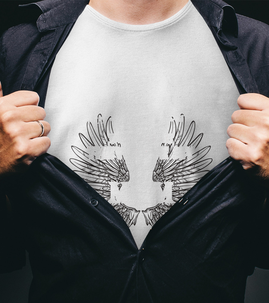 Heaven Is A Beautiful Place Angel Wing Outline T-Shirt