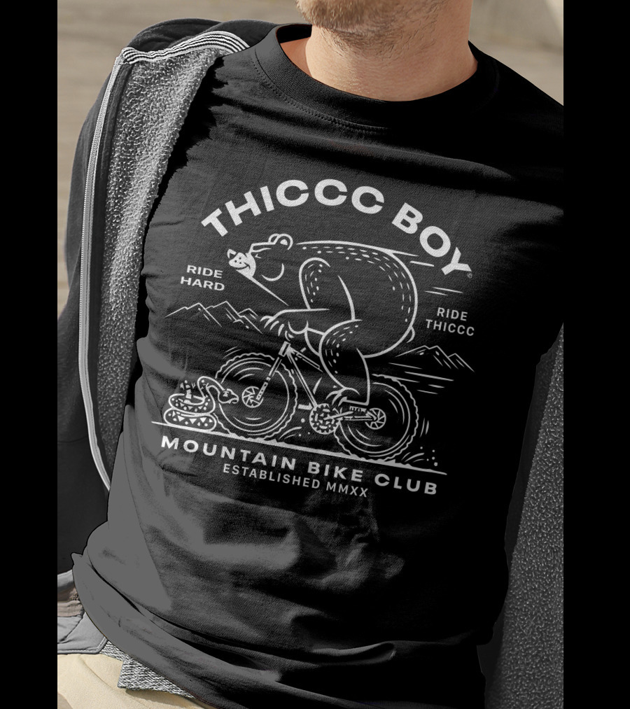 THICCC BOY Mountain Bike Club Ride Hard Ride Thiccc Established MMXX T-Shirt