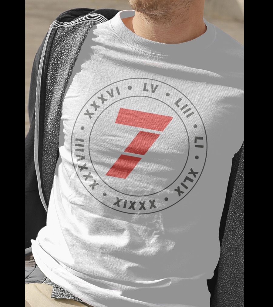 Tom Dady 7 Roman Numerals XXXVI LV LIII LI XIX XXI XLVII XLIX T-Shirt
