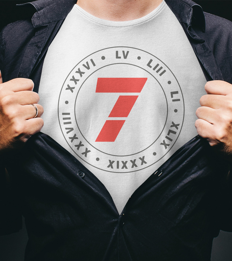 Tom Dady 7 Roman Numerals XXXVI LV LIII LI XIX XXI XLVII XLIX T-Shirt