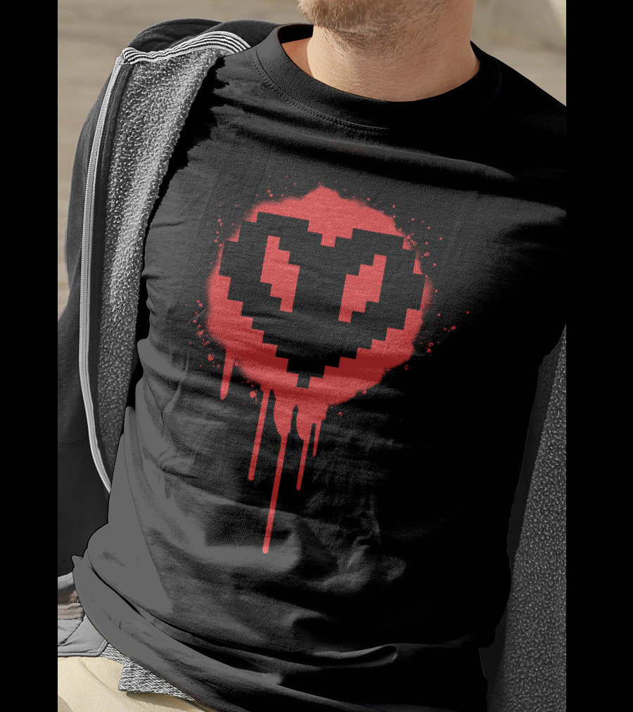 PH1LZA Dripping Pixel Heart T-Shirt