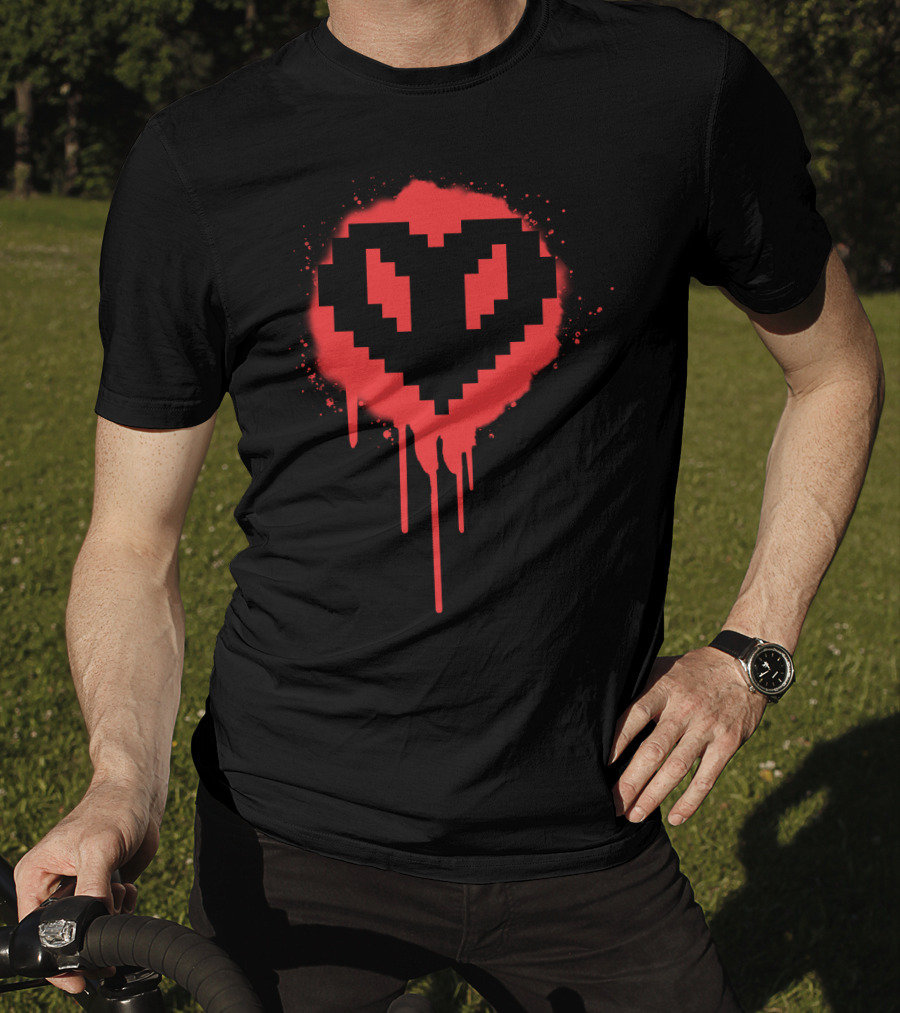 PH1LZA Dripping Pixel Heart T-Shirt