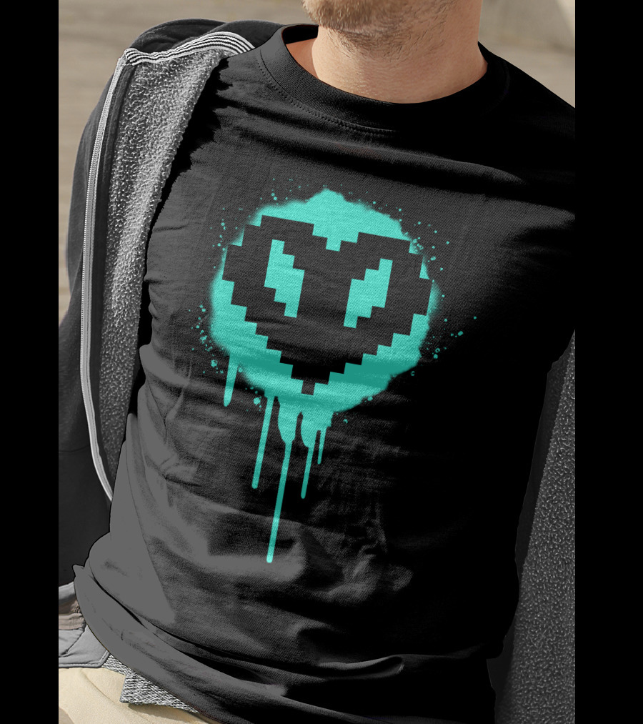 Dream SMP Members Neon Pixel Heart Drip T-Shirt