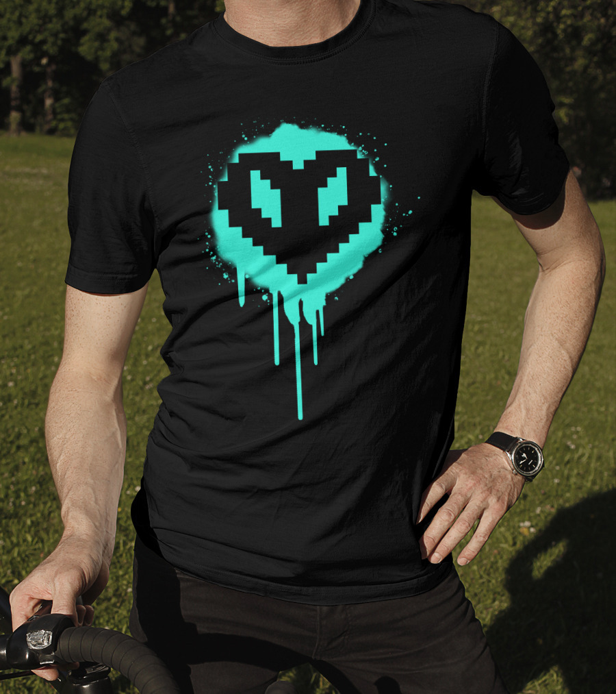 Dream SMP Members Neon Pixel Heart Drip T-Shirt
