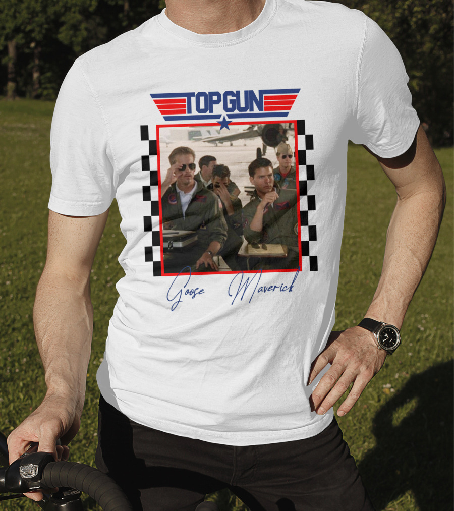 Top Gun Goose Maverick Classic Aviation Icons In Signature Flight Gear T-Shirt