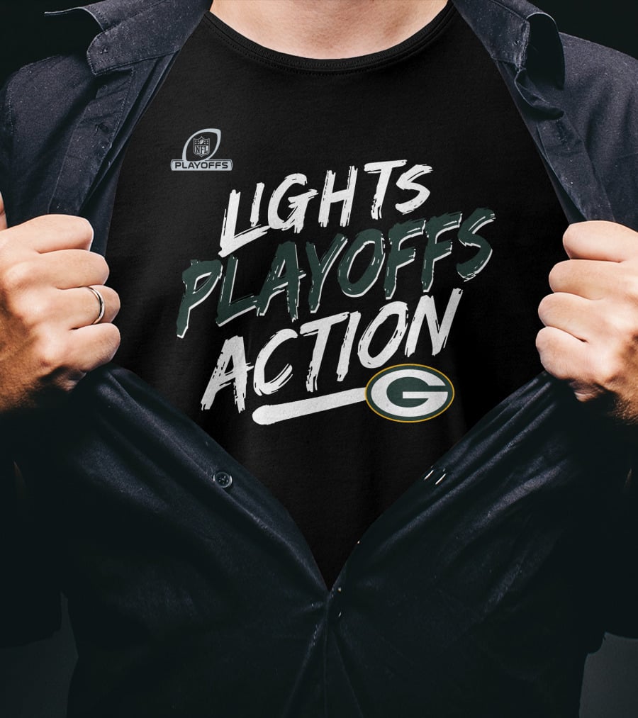 NFL Playoffs Lights Action Green Bay Packers T-Shirt