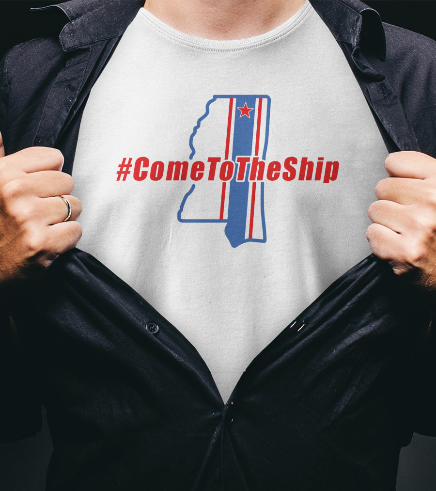 ComeToTheShip Mississippi Outline Red Blue Stripe Star T-Shirt