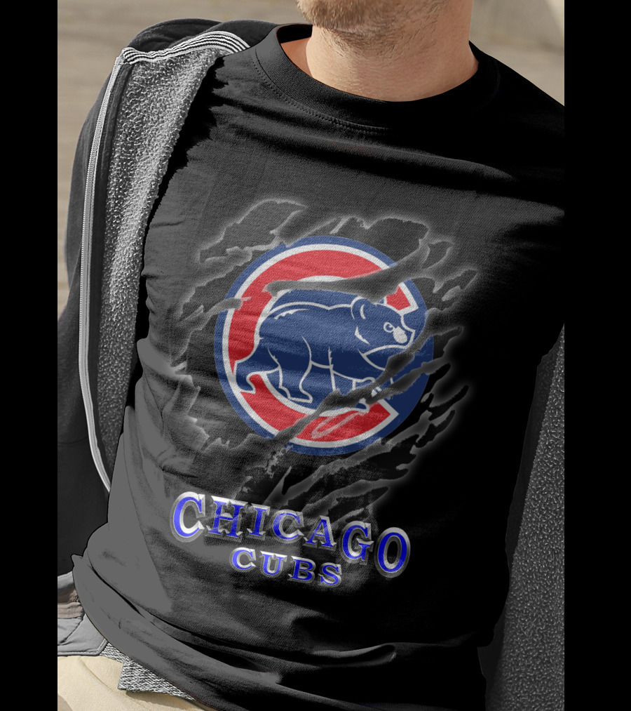 Chicago Cubs Logo Scratch Claw T-Shirt