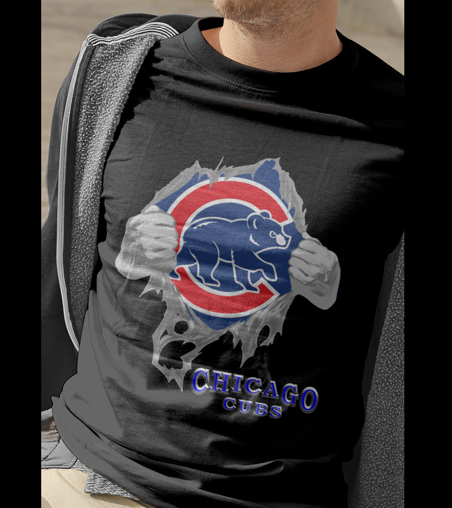 Chicago Cubs Logo Burst With Bear And Hands T-Shirt