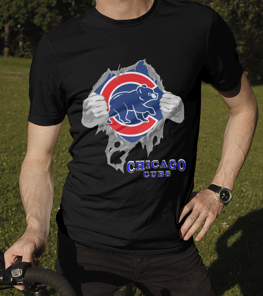 Chicago Cubs Logo Burst With Bear And Hands T-Shirt