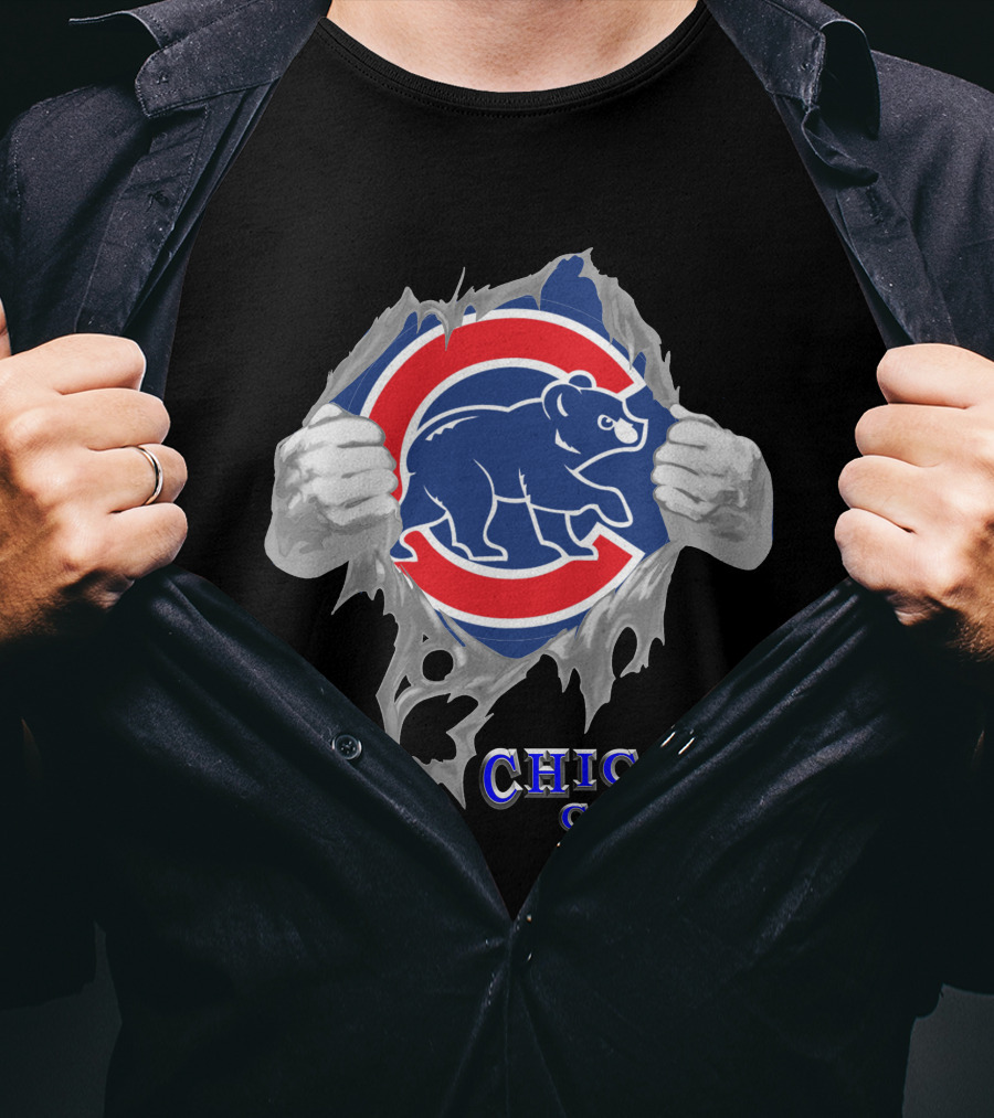 Chicago Cubs Logo Burst With Bear And Hands T-Shirt